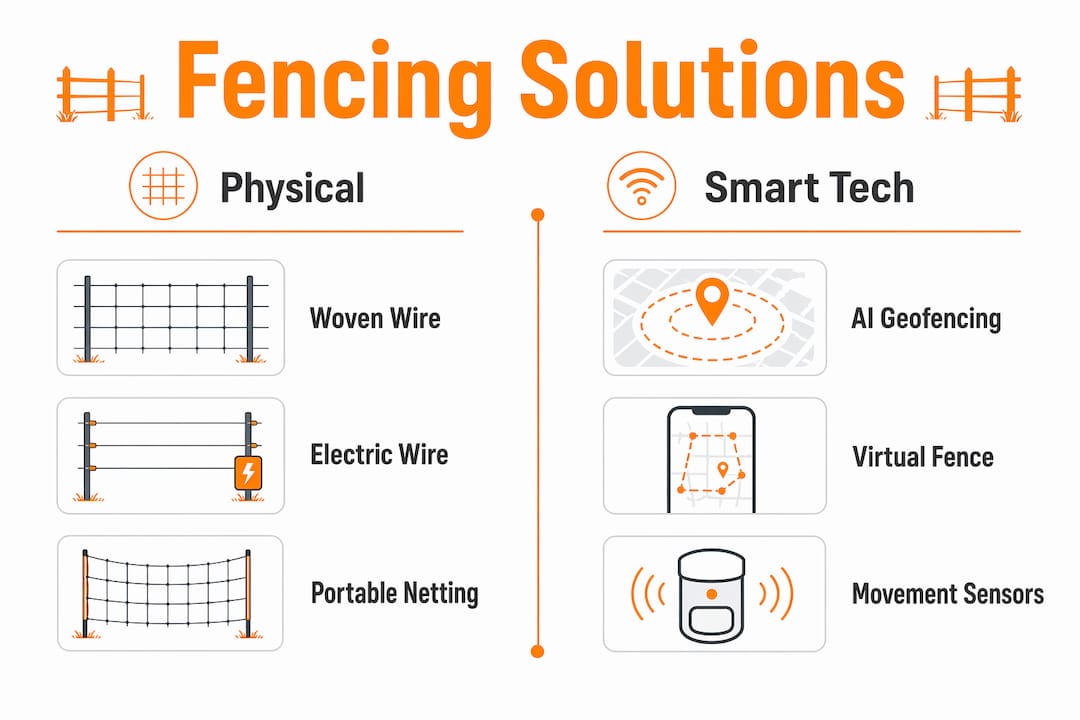 Infographic comparing physical and smart livestock containment solutions