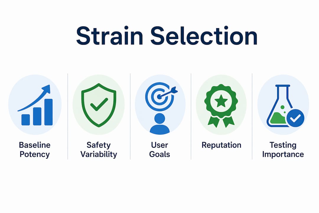 Infographic illustrating key aspects of strain selection
