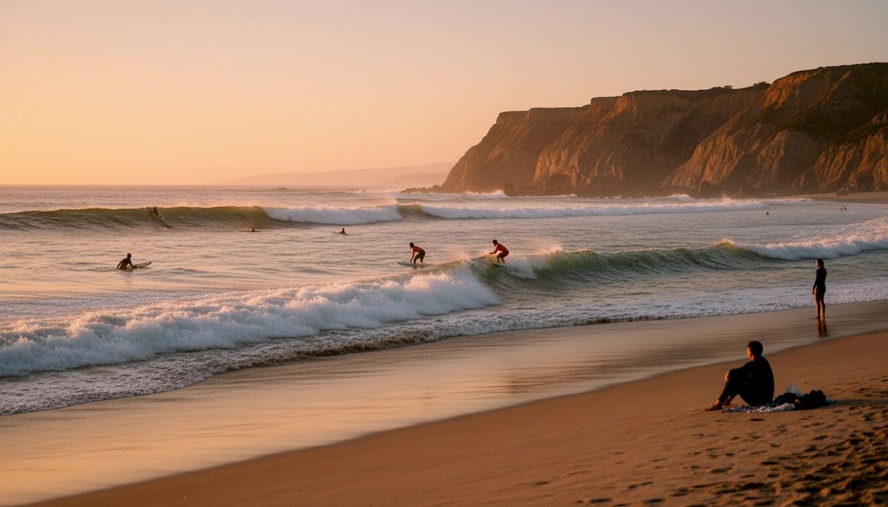 Aerial view of multiple La Jolla surfing beaches