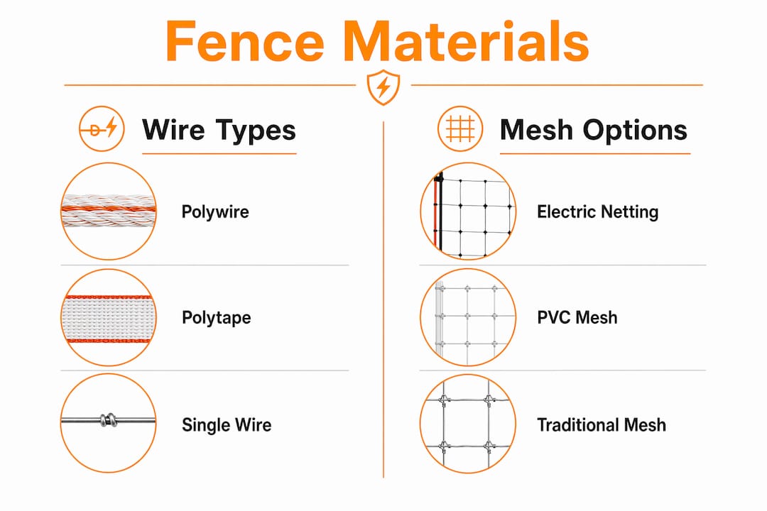 Comparison infographic of fence material types