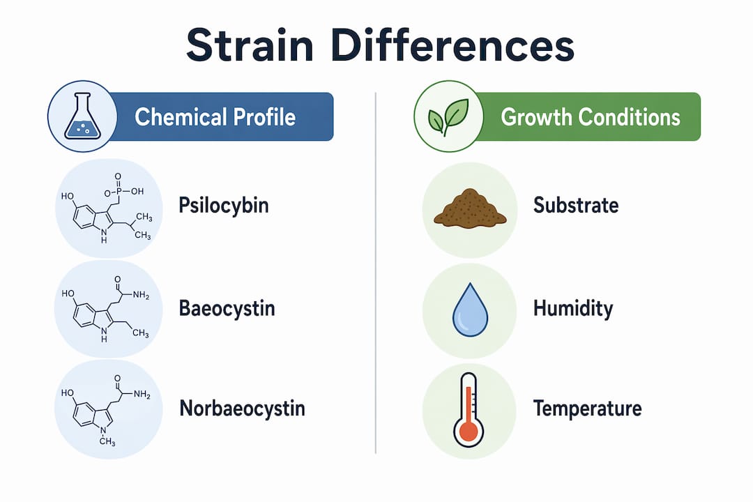 Infographic comparing chemical profiles and growth conditions