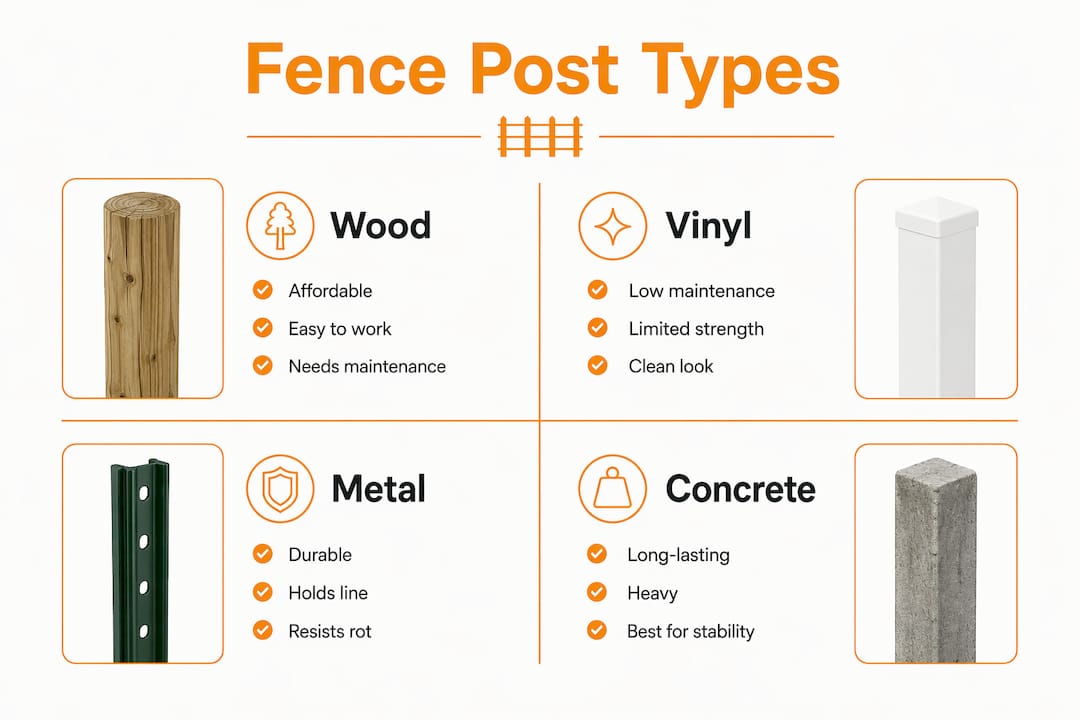 Infographic comparing fence post types