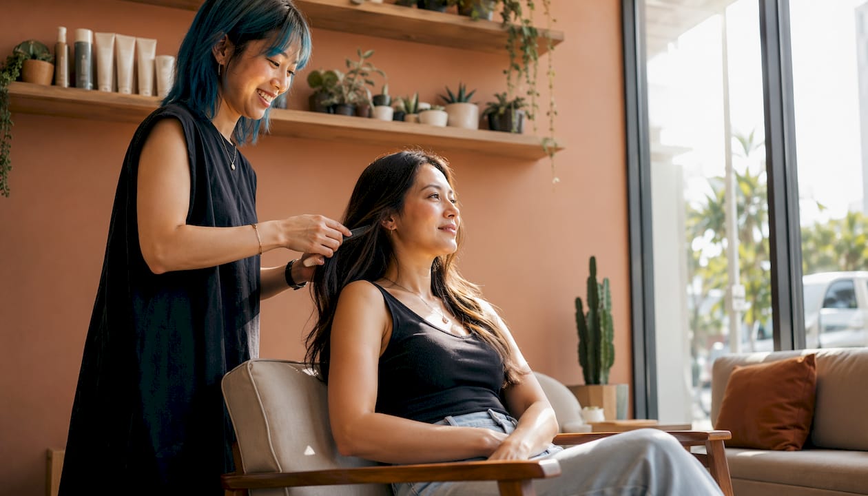 Client and stylist maintaining respectful interaction