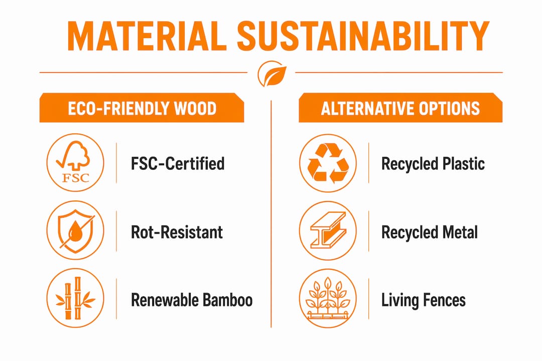 Infographic comparing sustainable fencing materials
