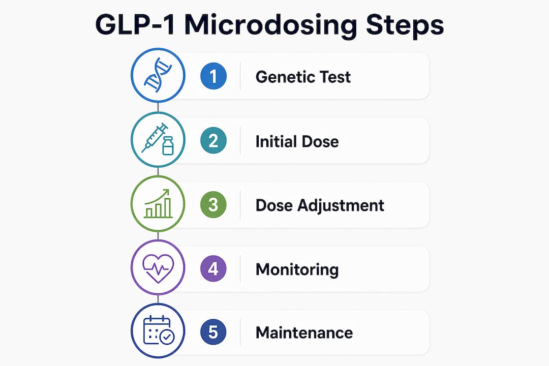 Infographic showing GLP-1 microdosing protocol steps