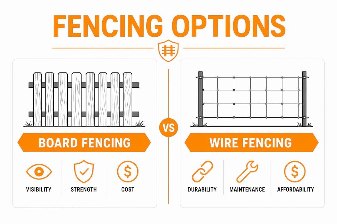 Infographic comparing horse fencing types and features