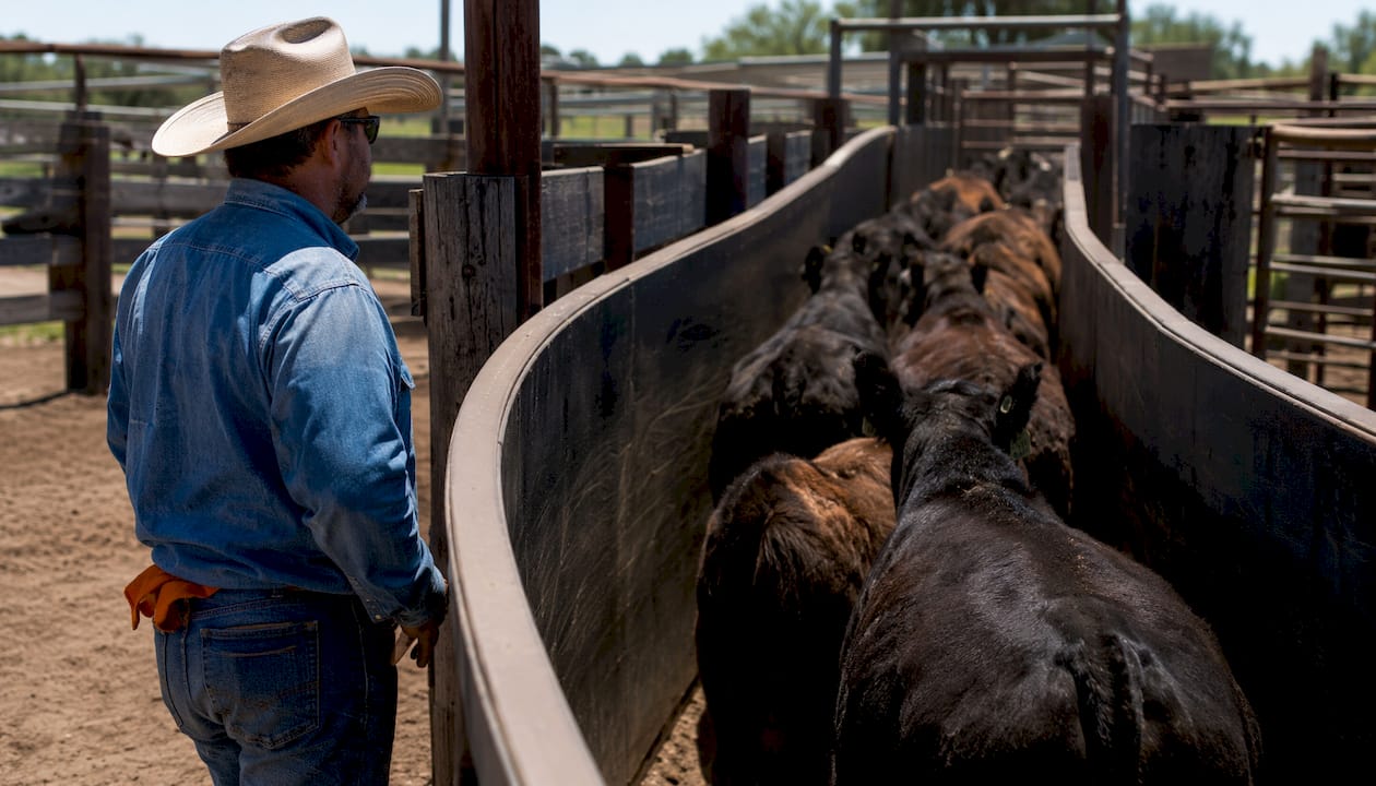 Curved cattle chute showing smooth animal flow