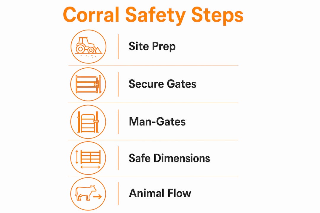 Infographic showing five key corral safety steps