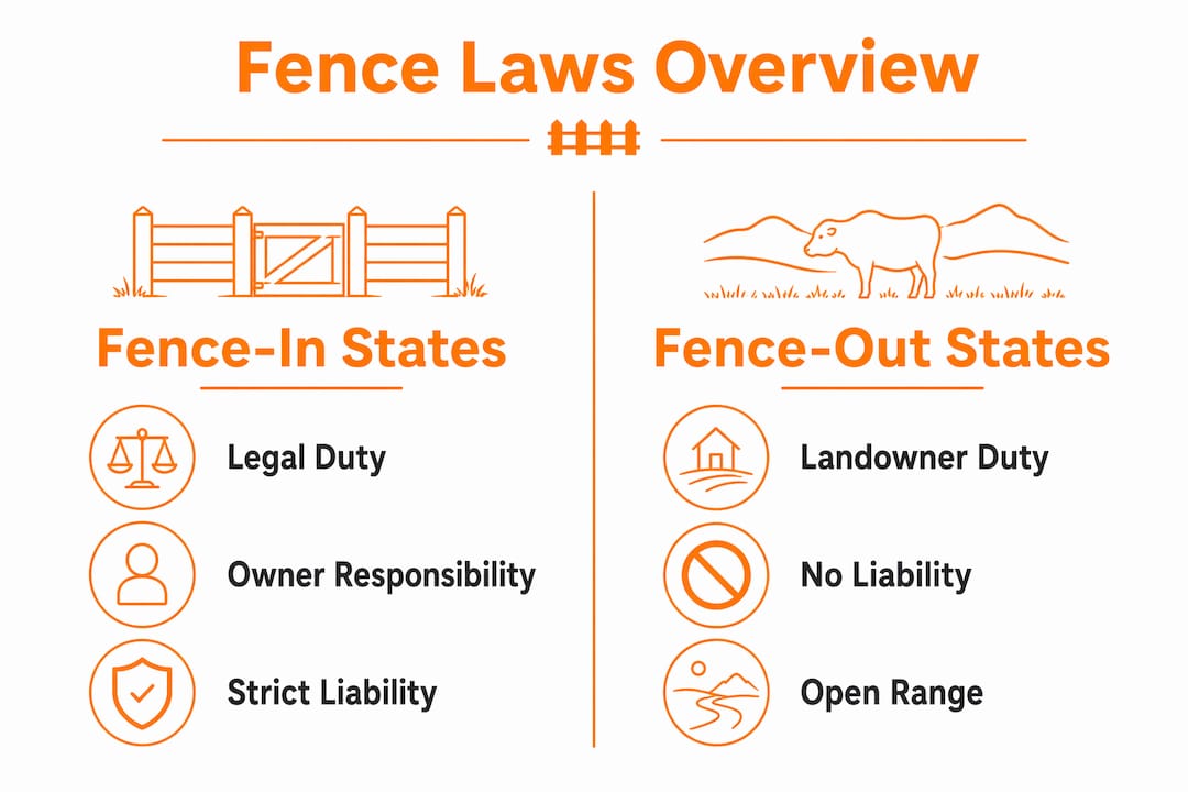 Infographic comparing fence-in vs fence-out state laws