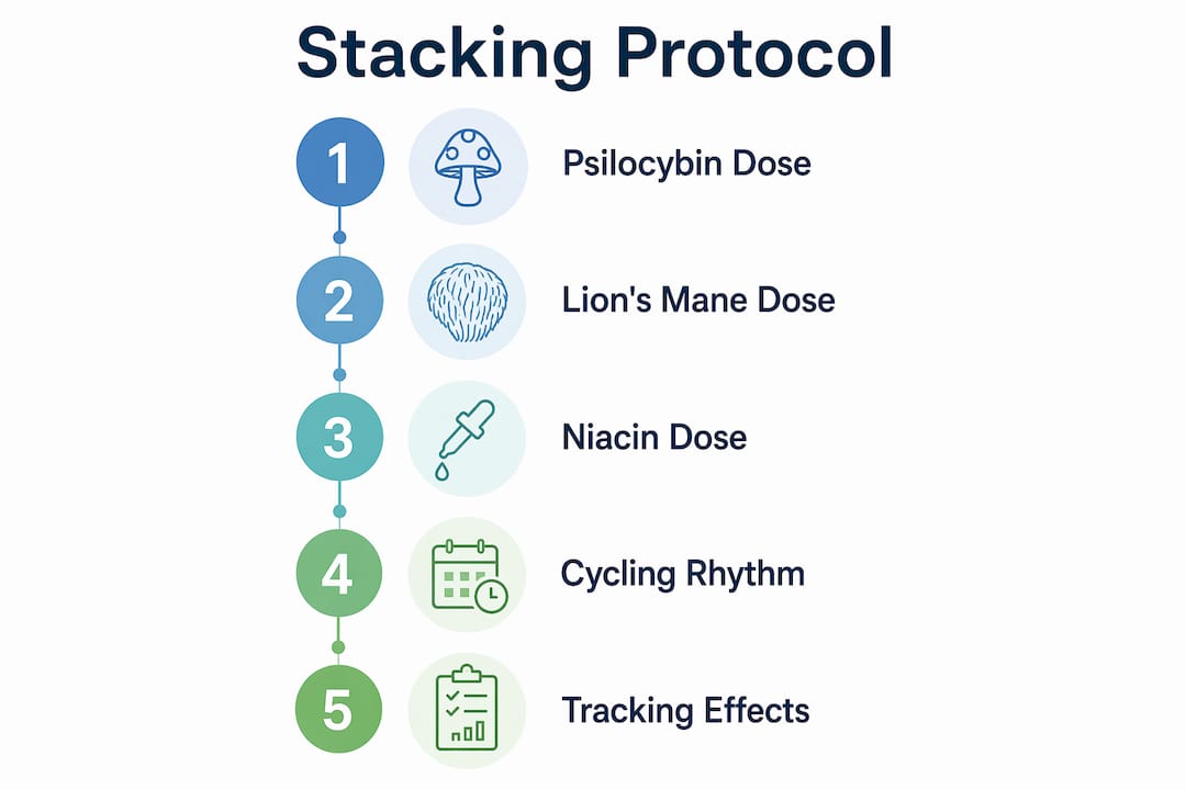 Infographic illustrating five steps of stacking protocol