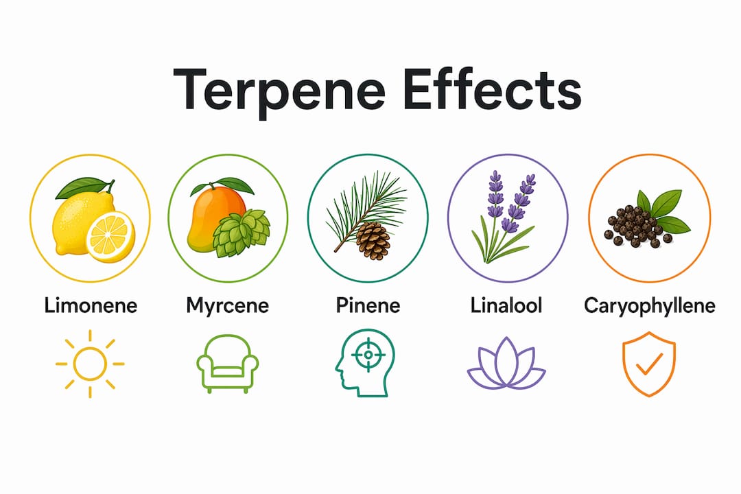 Infographic of common terpene effects