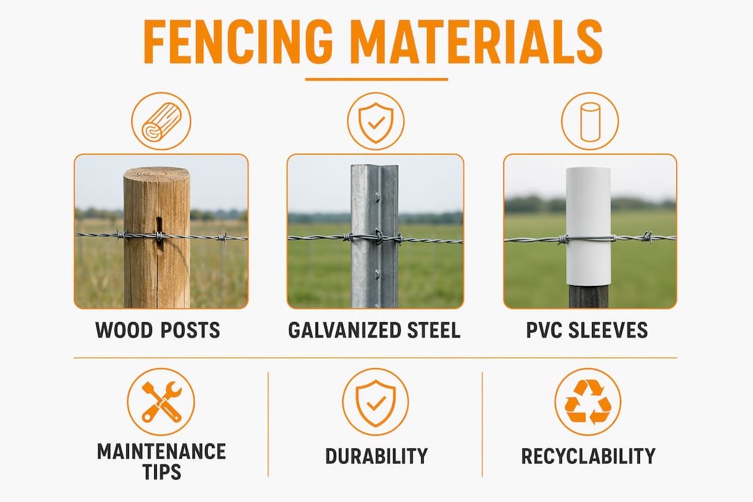 Infographic of fence materials and maintenance tips