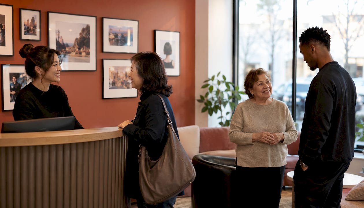 Community salon interaction warm atmosphere