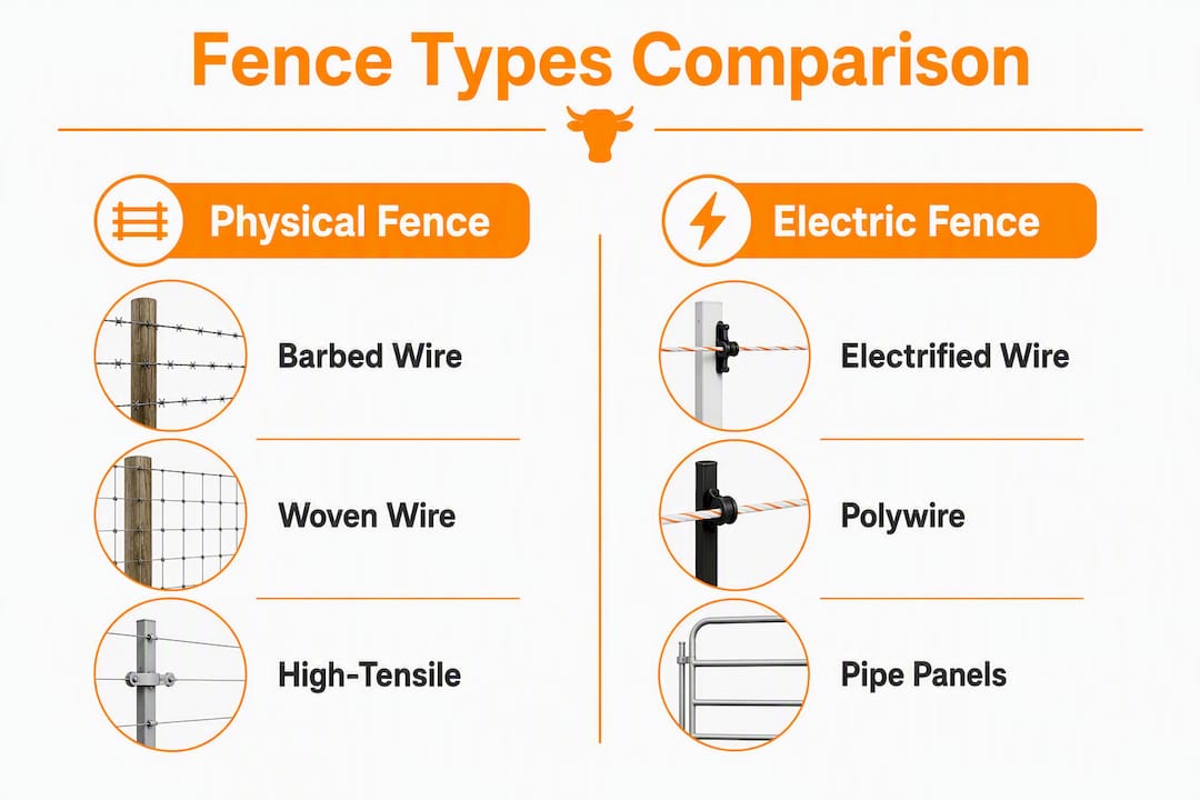 Infographic comparing cattle fence types