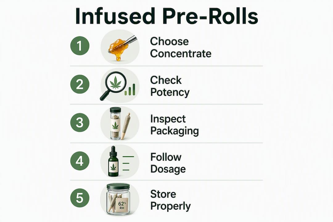 Infographic showing infused pre-roll buying steps checklist