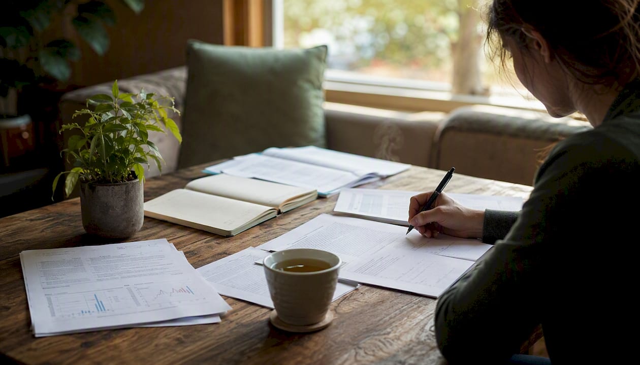 Overhead view of sleep research workspace