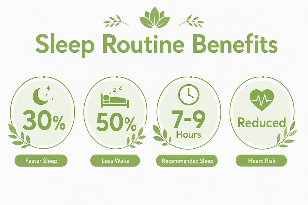 Infographic showing key sleep routine benefits