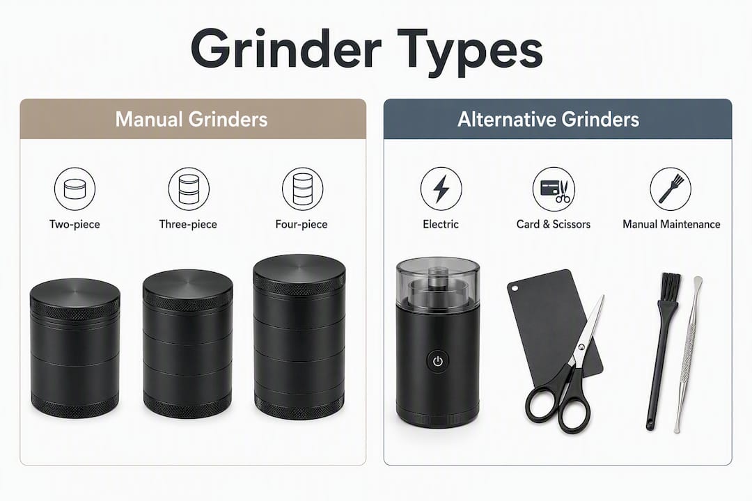 Infographic comparing manual and alternative grinder types