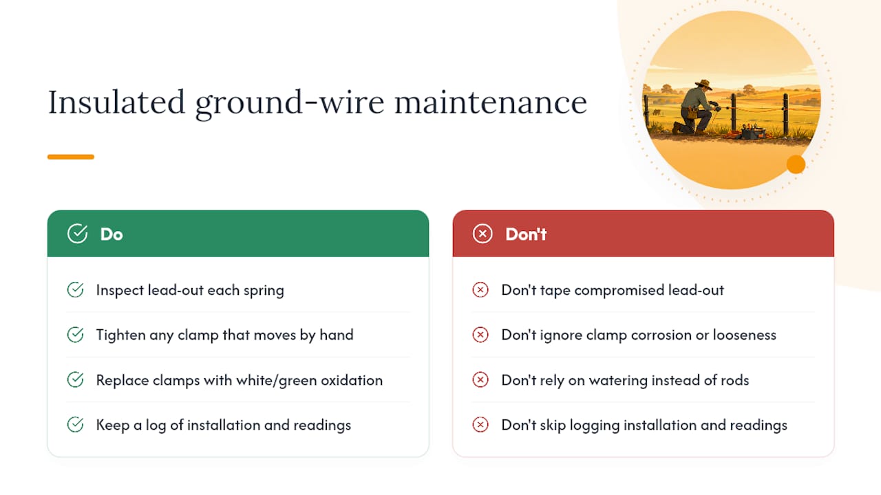 Maintenance tips for insulated ground wire conductors — overview diagram