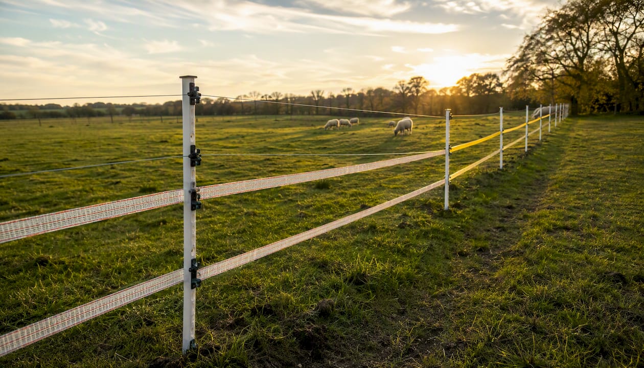 Polywire and polytape on step-in posts