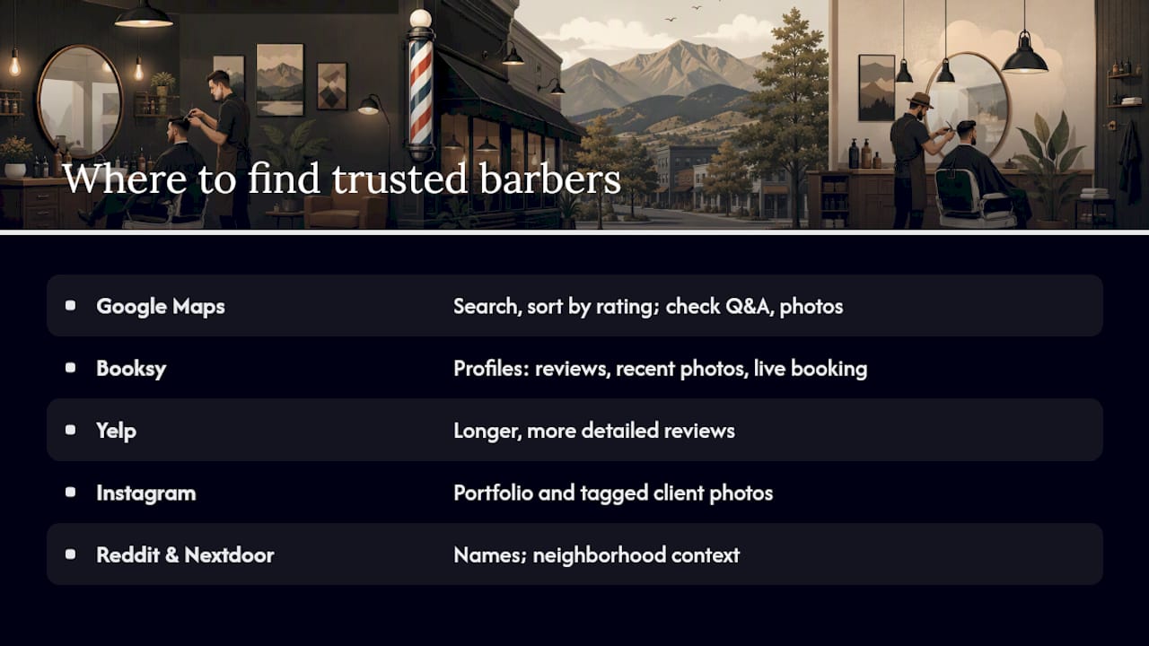 Diagram comparing barber review platforms and community signals