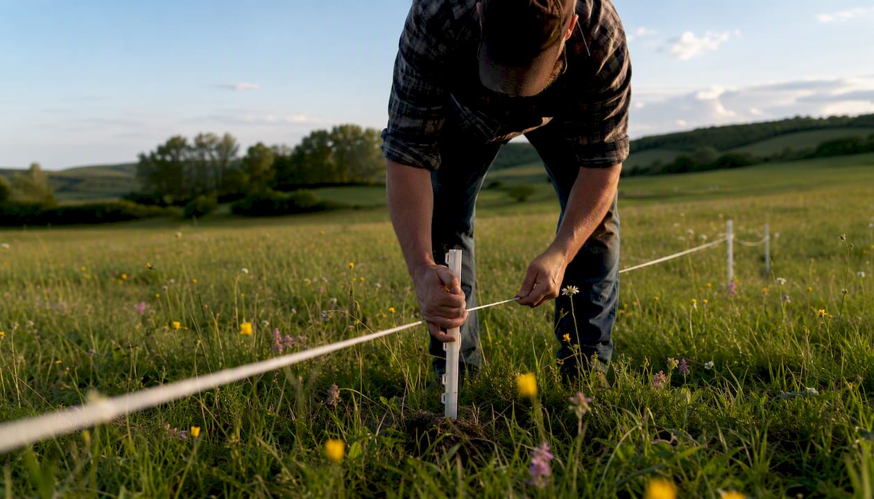 Installing polywire fencing with step-in posts
