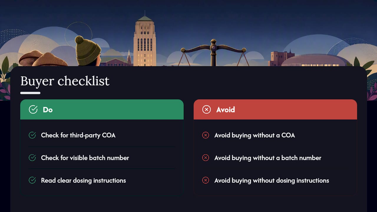 Checklist of Amanita muscaria product buying criteria