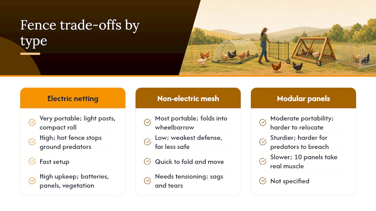 Diagram comparing moveable fencing types