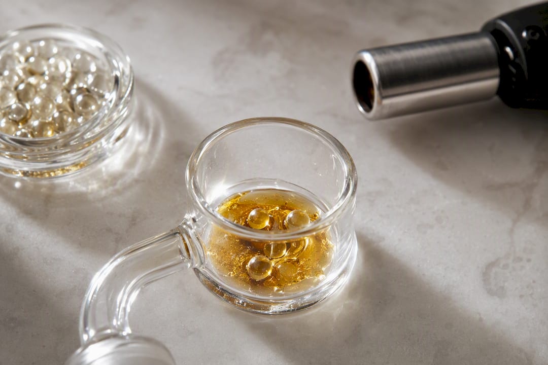 Terp pearls moving through dab concentrate