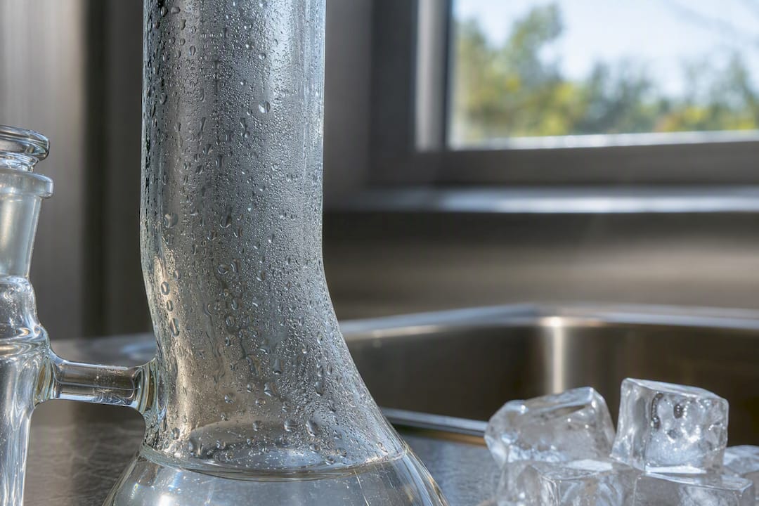 Condensation on cropped glass neck