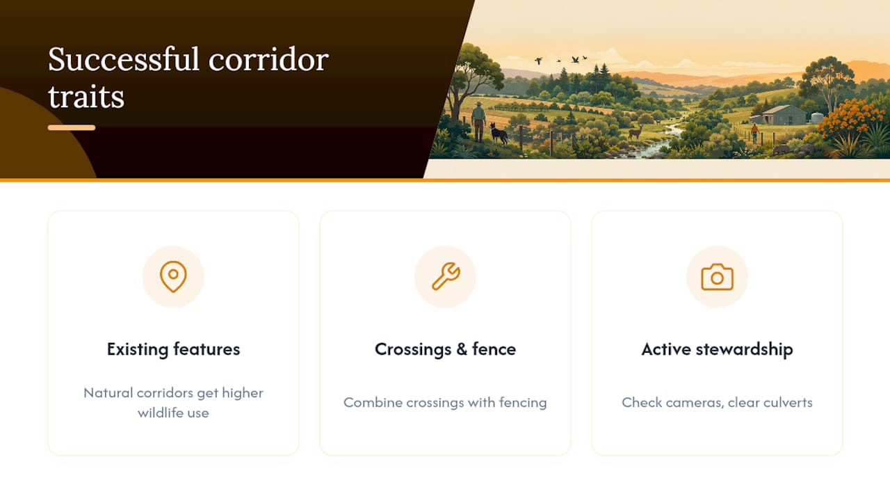 Three factors shared by successful wildlife corridors