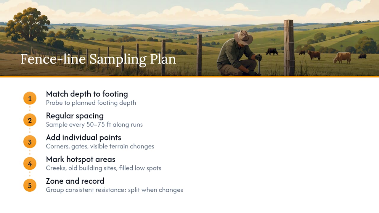 Fence-line soil sampling points and spacing
