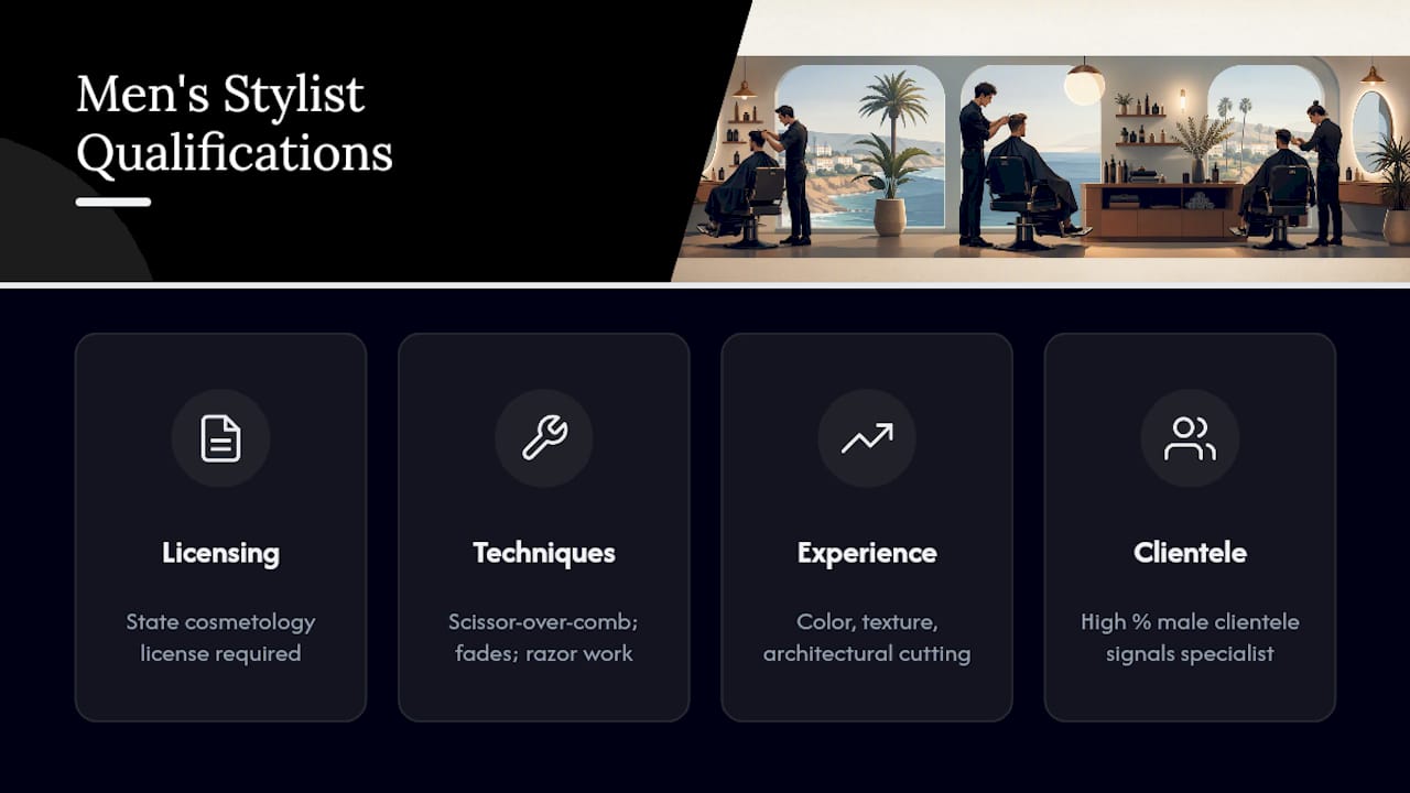 Men's stylist qualifications and cutting techniques
