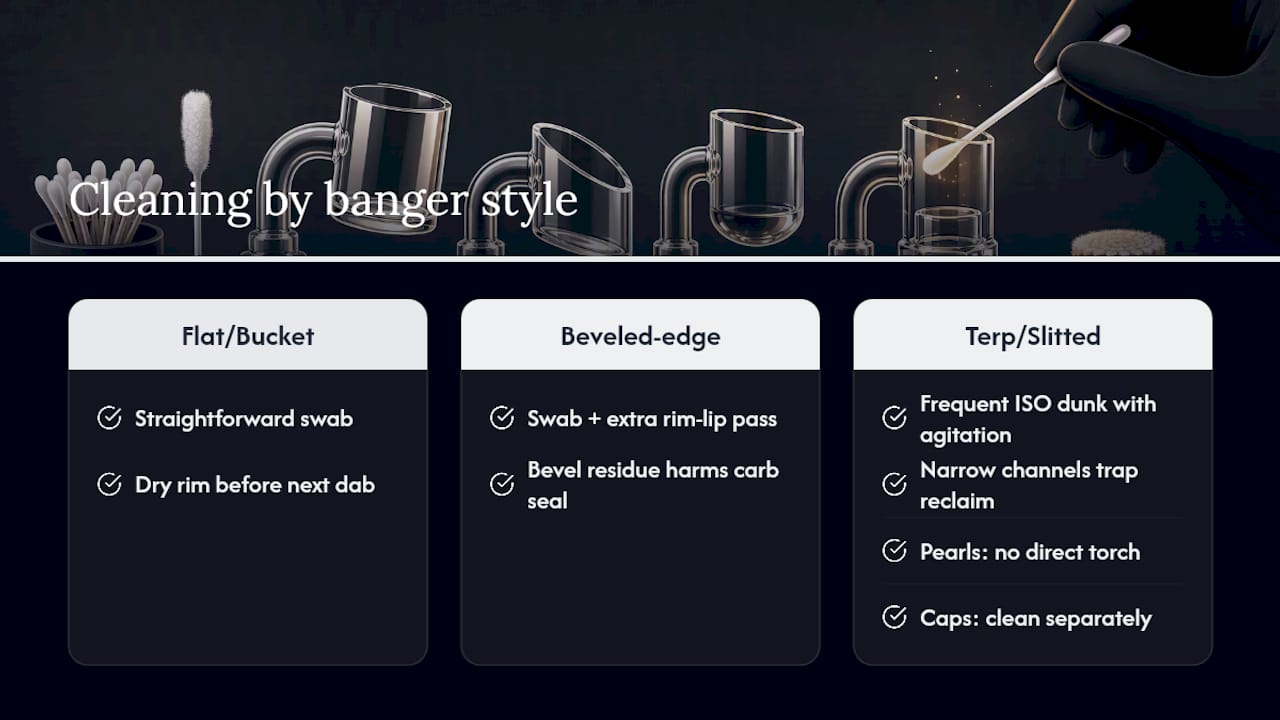 Cleaning approaches for three banger styles