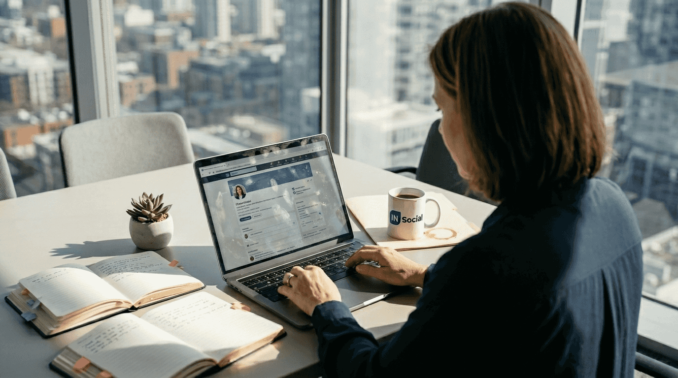 SMB owner uploading employer branding content