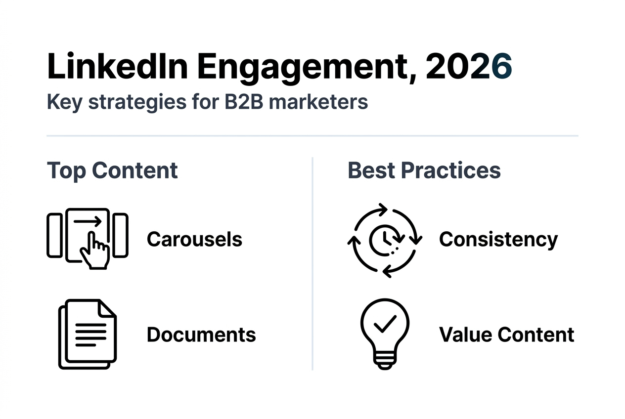 Infographic with LinkedIn engagement strategies and formats