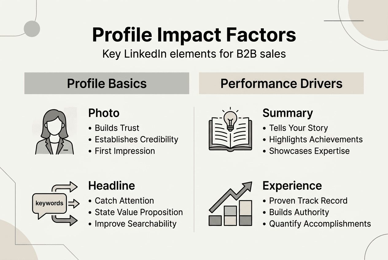 Infographic of LinkedIn profile key elements