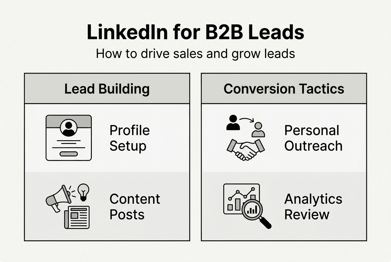 Infographic outlining main B2B LinkedIn steps