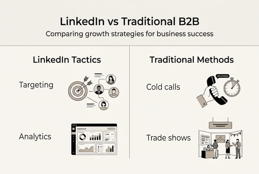 Infographic comparing LinkedIn and traditional B2B
