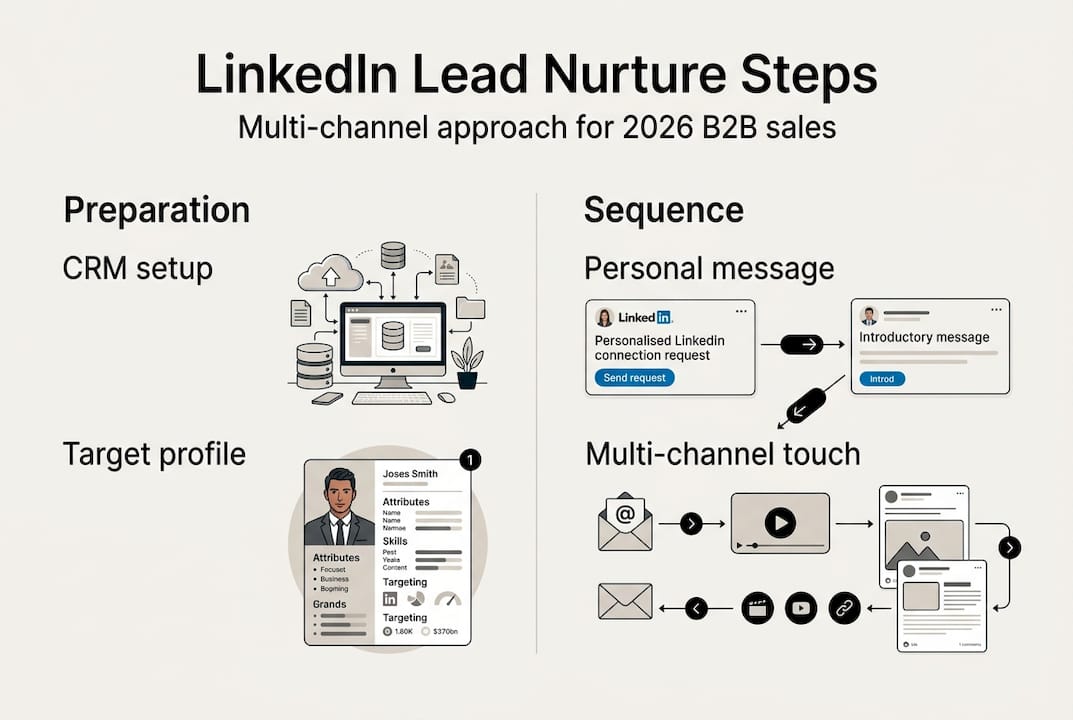 Infographic summarizes LinkedIn lead nurture steps