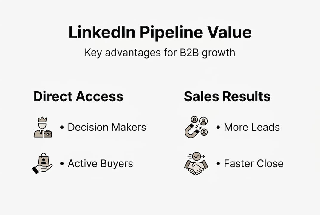 Infographic highlighting LinkedIn pipeline B2B benefits