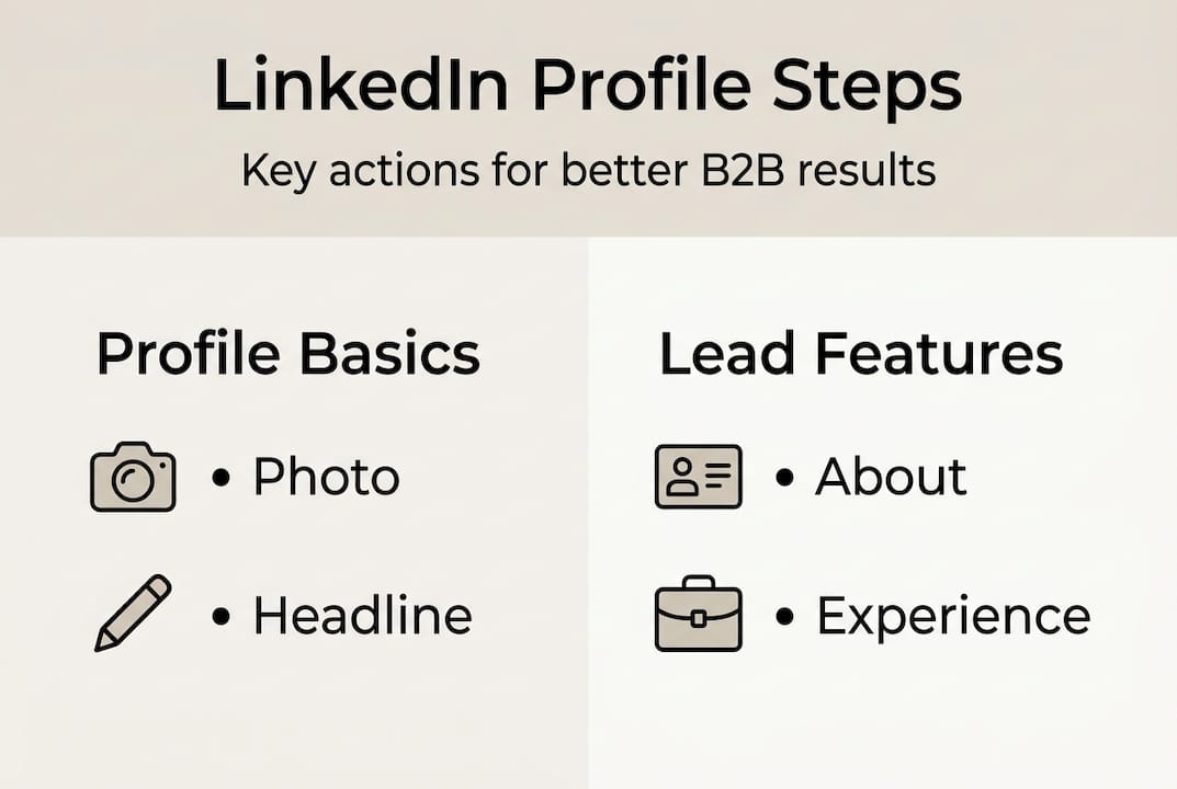Infographic LinkedIn profile optimisation steps