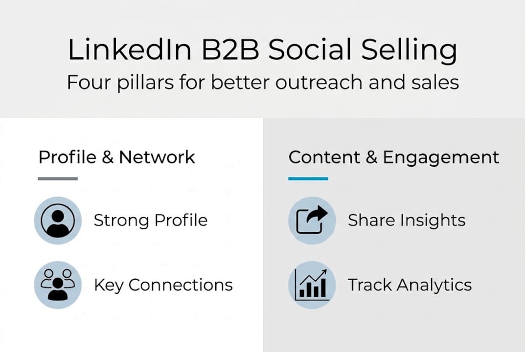 Infographic showing LinkedIn social selling pillars