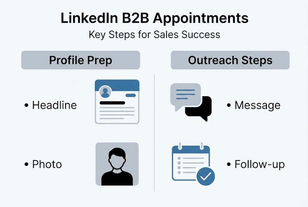 Infographic showing key LinkedIn appointment steps