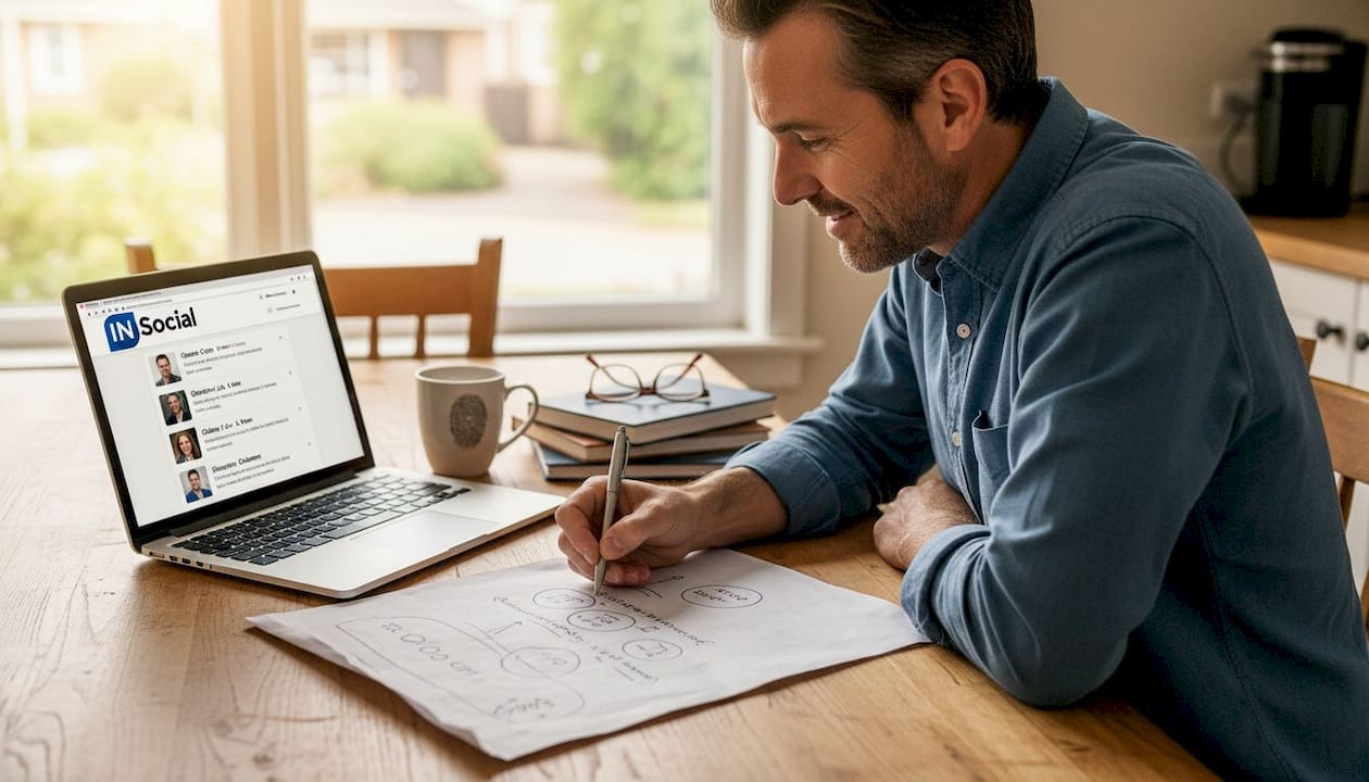 Sales professional researching LinkedIn prospects