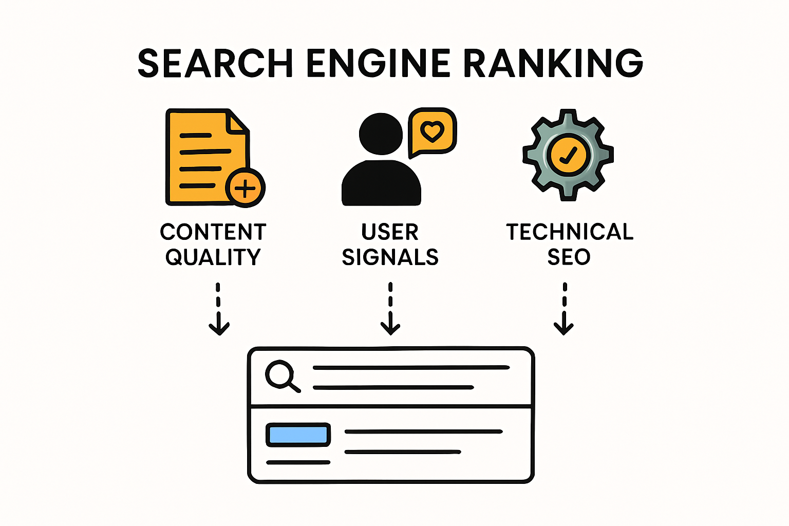 Infographic explaining search engine ranking factors.