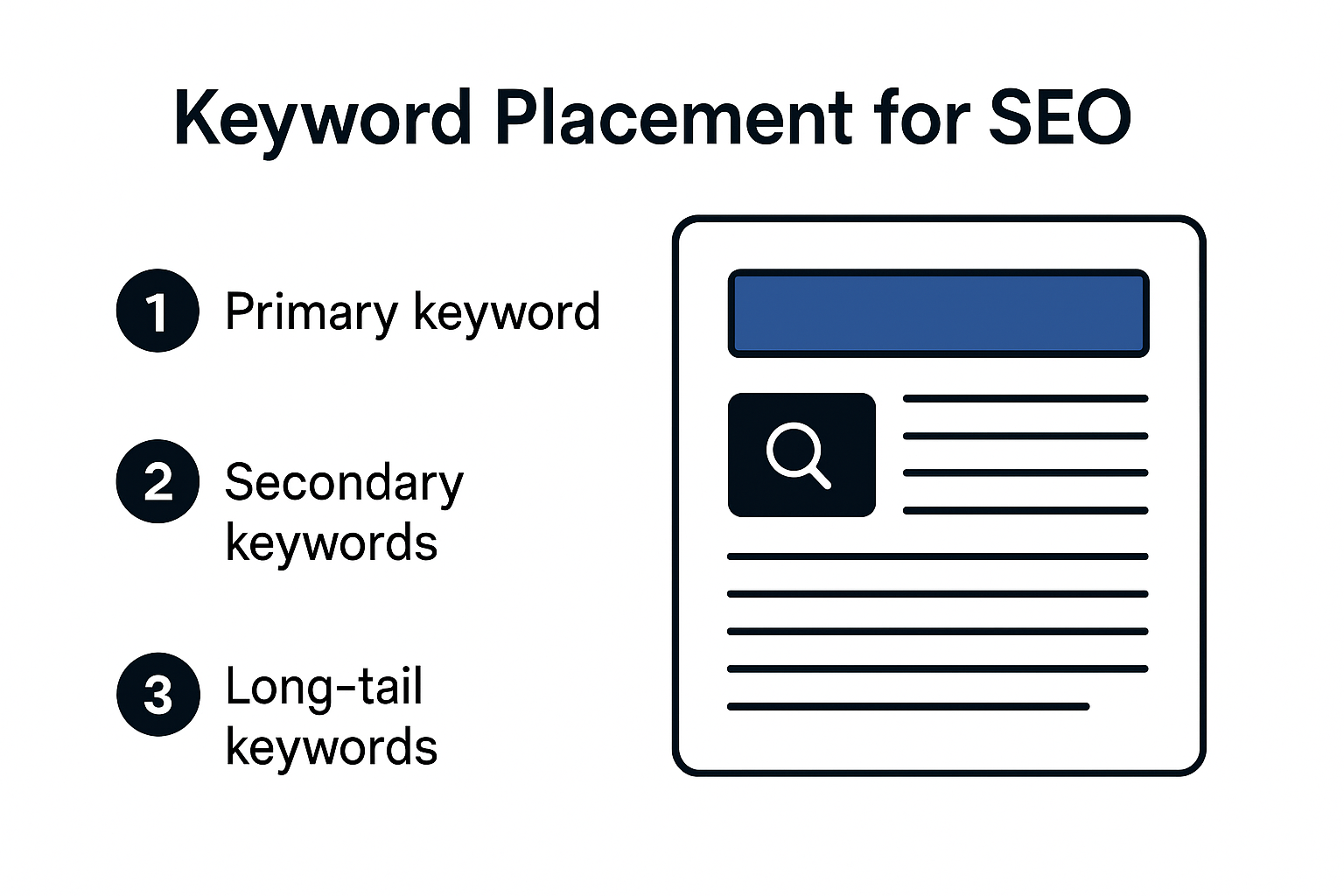 Infographic on strategic keyword placement in SEO content.