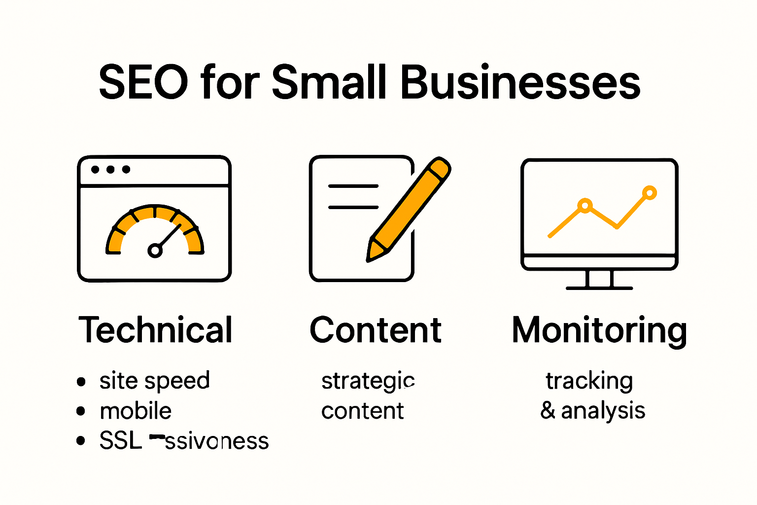 Infographic showing SEO foundation elements for small businesses