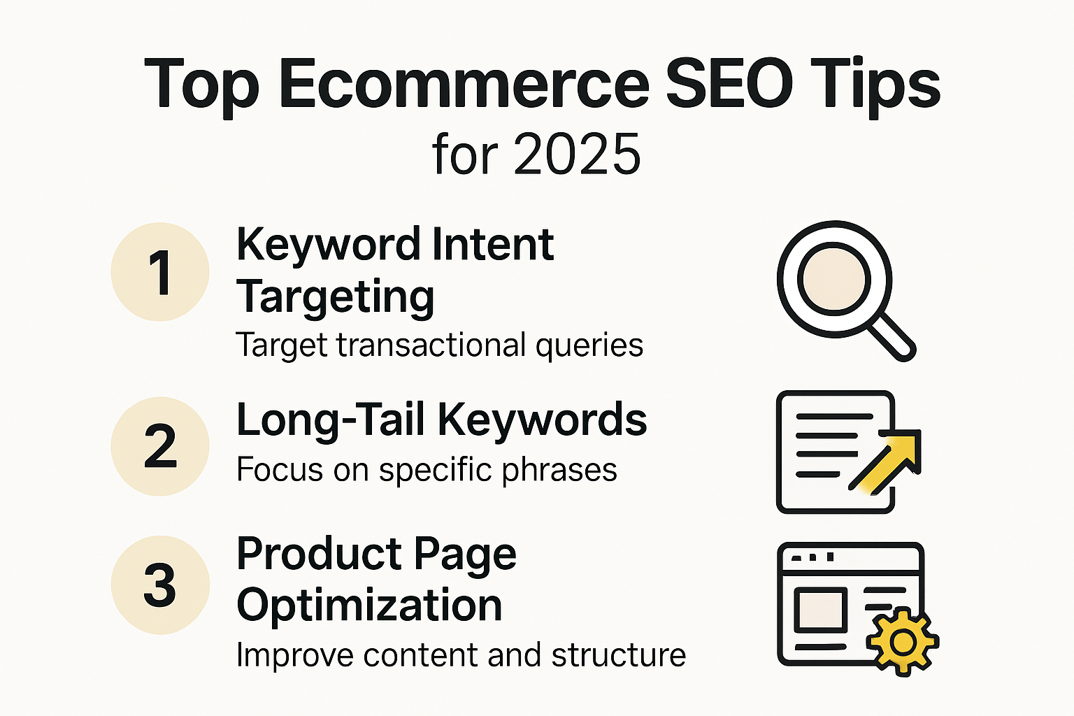Top ecommerce SEO tips for 2025 visual summary
