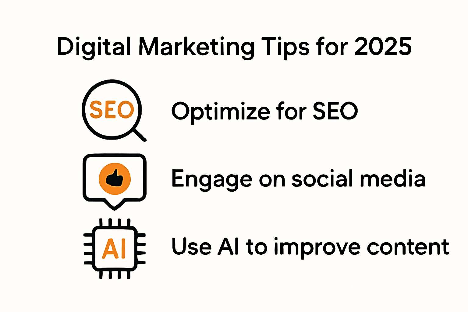 Infographic with top digital marketing tips summary